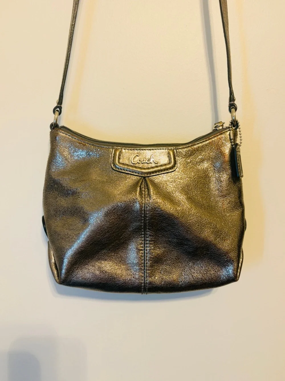 Coach Metallic Bronze Leather Crossbody Bag